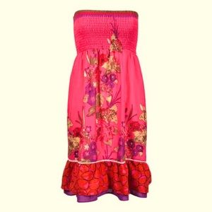NWT fuchsia floral ruffle-hem dress, Sz. M
